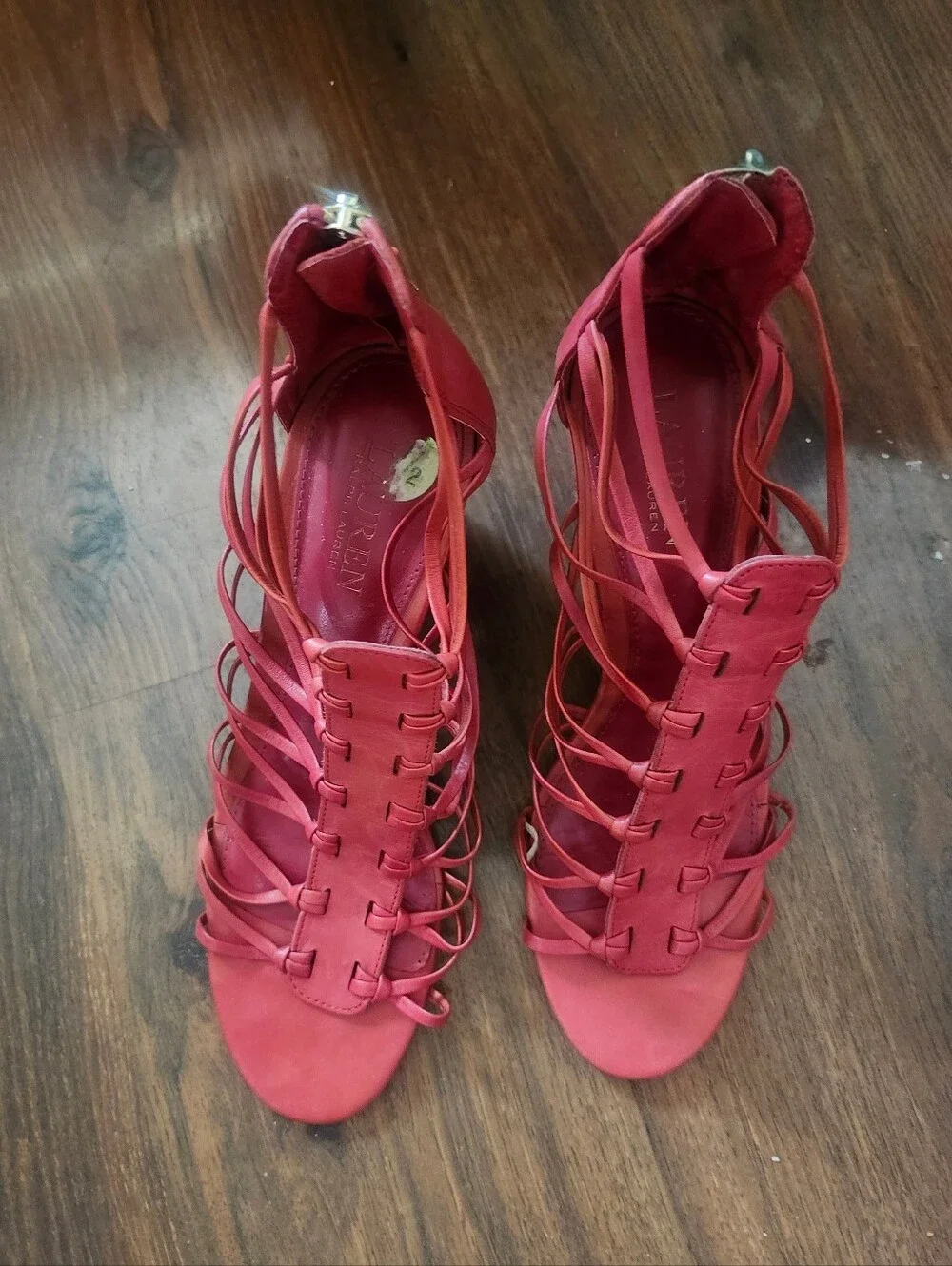 Ralph Lauren Red Strappy Alexandrea Wedge Sandals
